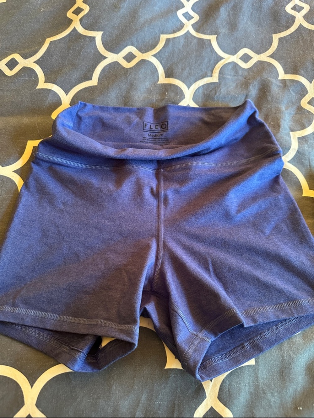 FLEO Heather Navy Blue High-Waist Shorts Bounce